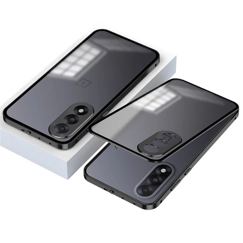 For Nord 5 5G / Ace 5 Ultra 5G Matte Case Aluminium Alloy + PC Phone Cover Pop-Up Snap Lock - Black