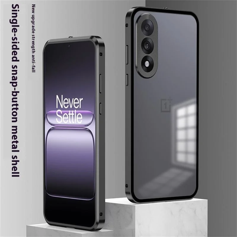 For Nord 5 5G / Ace 5 Ultra 5G Matte Case Aluminium Alloy + PC Phone Cover Pop-Up Snap Lock - Black