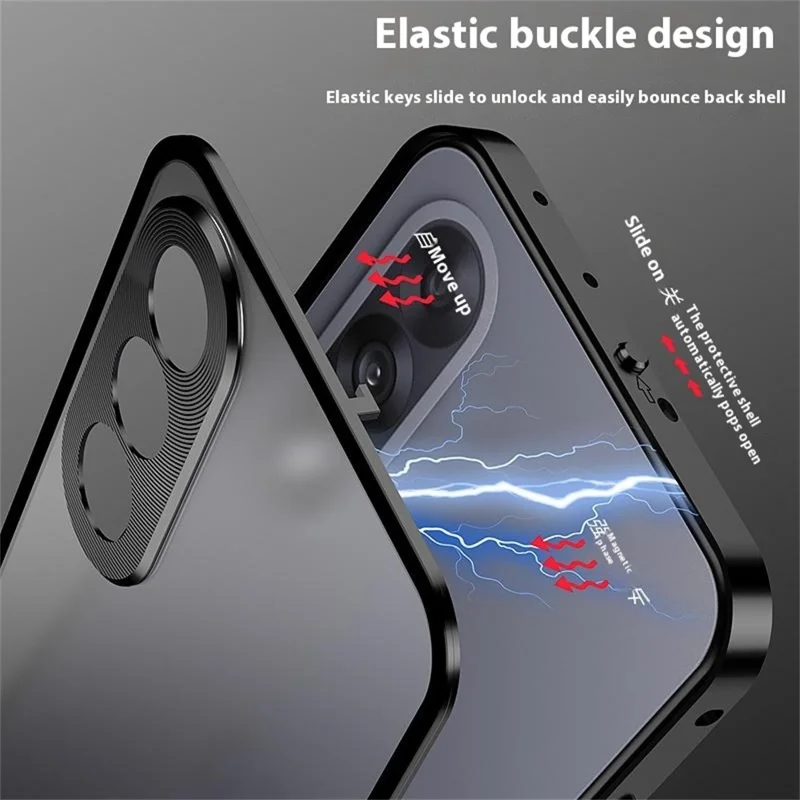 For Nord 5 5G / Ace 5 Ultra 5G Matte Case Aluminium Alloy + PC Phone Cover Pop-Up Snap Lock - Black