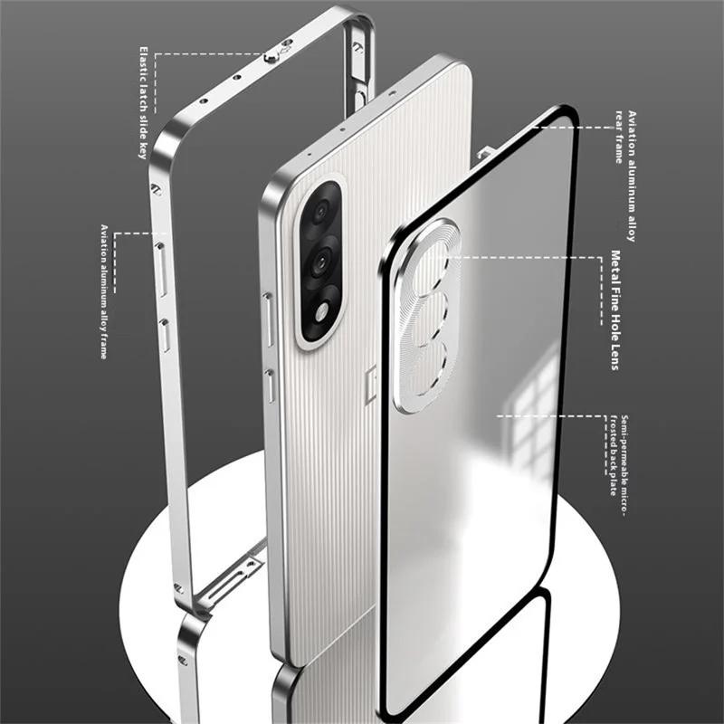 For Nord 5 5G / Ace 5 Ultra 5G Matte Case Aluminium Alloy + PC Phone Cover Pop-Up Snap Lock - Black