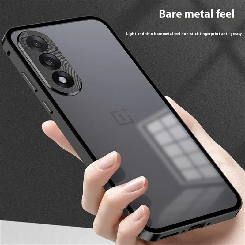 For Nord 5 5G / Ace 5 Ultra 5G Matte Case Aluminium Alloy + PC Phone Cover Pop-Up Snap Lock - Black