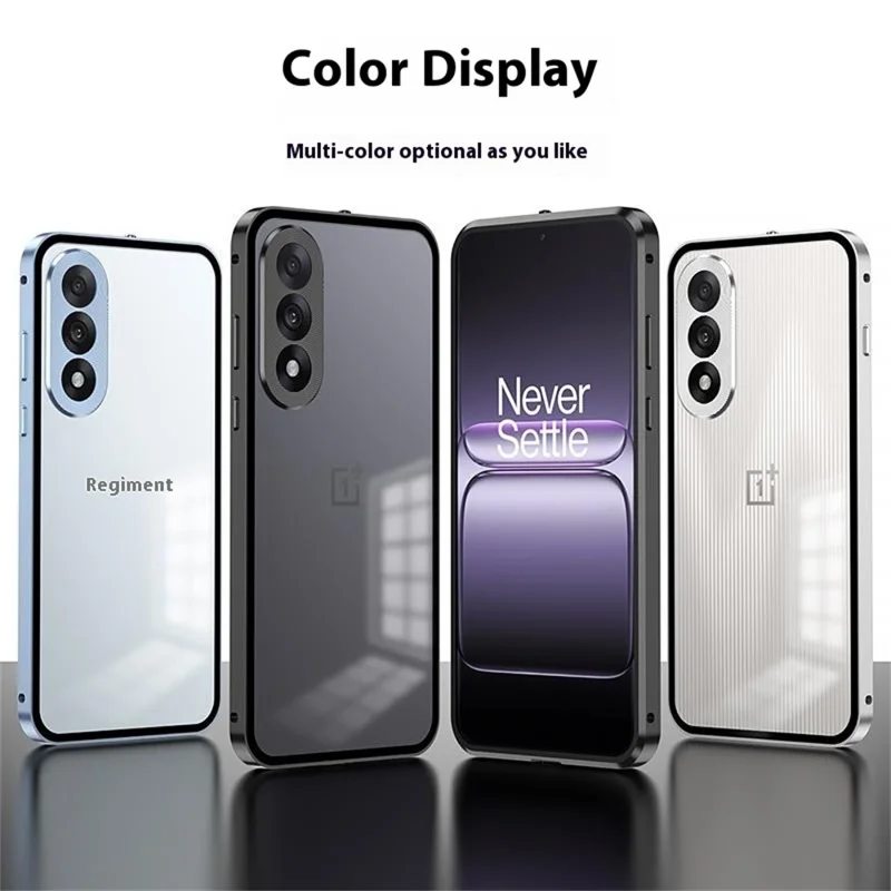For Nord 5 5G / Ace 5 Ultra 5G Matte Case Aluminium Alloy + PC Phone Cover Pop-Up Snap Lock - Black