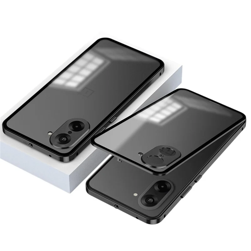 Для OnePlus Ace 5 Racing 5G Матовый чехол Алюминиевый сплав + ПК Чехол для телефона с всплывающим фиксатором - Черный