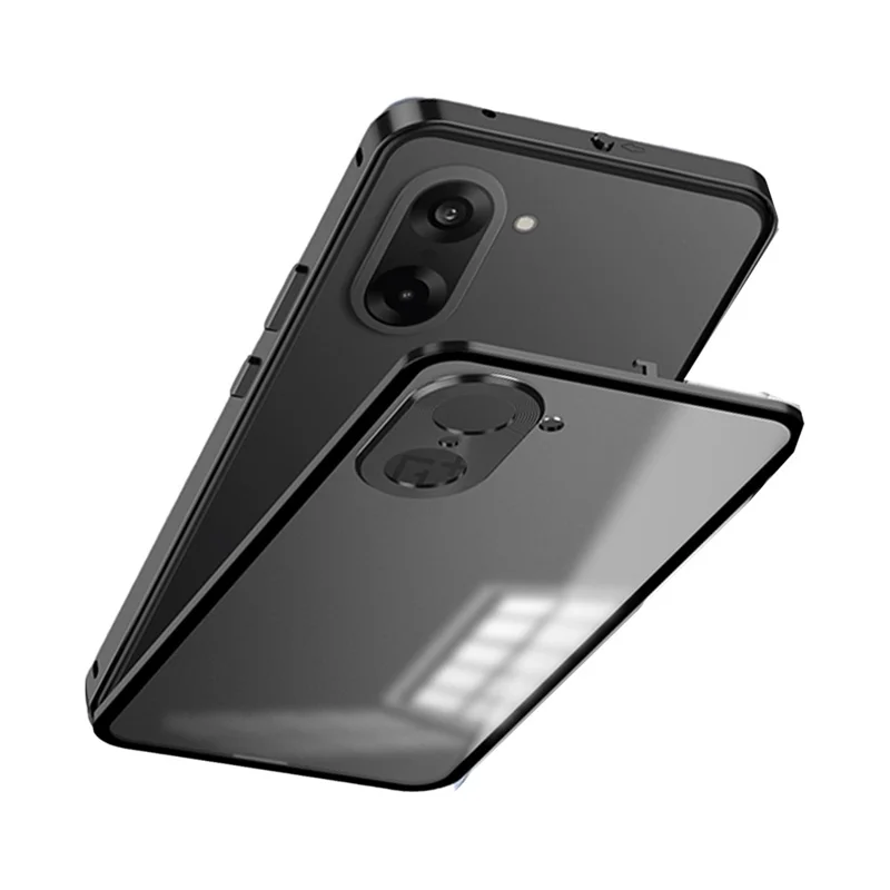 Для OnePlus Ace 5 Racing 5G Матовый чехол Алюминиевый сплав + ПК Чехол для телефона с всплывающим фиксатором - Черный