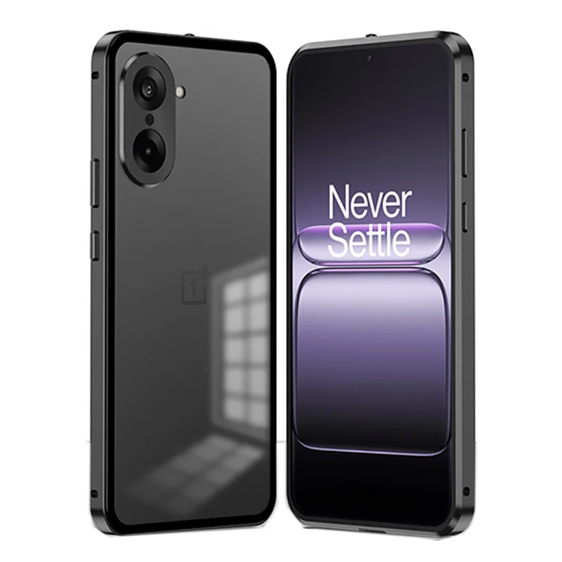 Для OnePlus Ace 5 Racing 5G Матовый чехол Алюминиевый сплав + ПК Чехол для телефона с всплывающим фиксатором - Черный
