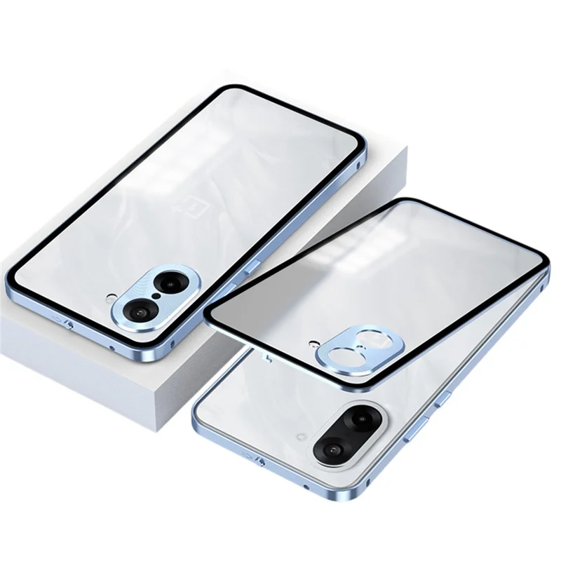 For OnePlus Nord CE5 5G / Ace 5 Racing 5G Matte Case Aluminium Alloy + PC Phone Cover Pop-Up Snap Lock - Blue