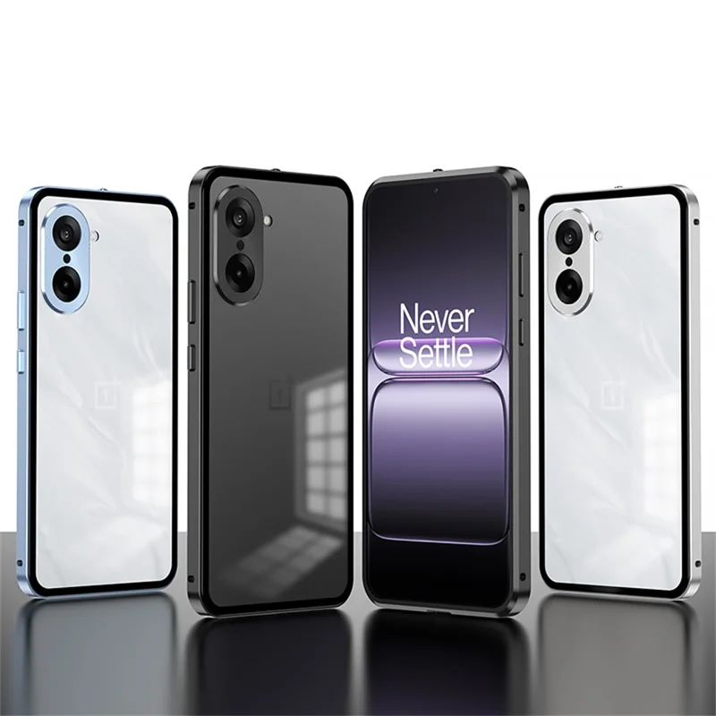 For OnePlus Nord CE5 5G / Ace 5 Racing 5G Matte Case Aluminium Alloy + PC Phone Cover Pop-Up Snap Lock - Silver