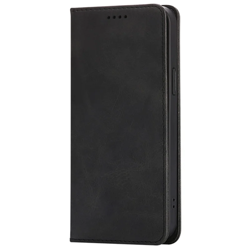 Étui portefeuille pour Fairphone 5 en cuir de veau texturé avec fermeture magnétique cachée - Noir