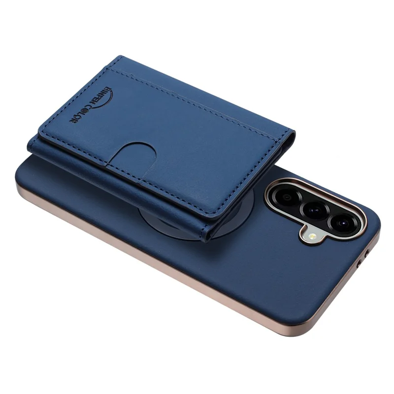 BINFEN COLOR BF38 Pour étui Samsung Galaxy A26 5G Porte-carte magnétique amovible Housse en cuir - Bleu foncé