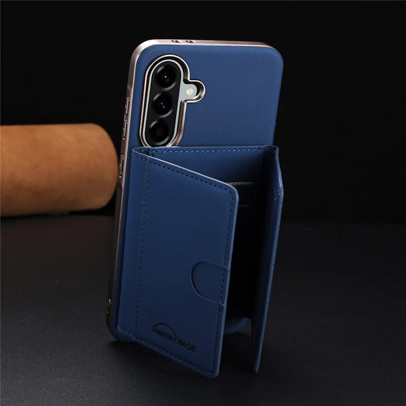 BINFEN COLOR BF38 Pour étui Samsung Galaxy A26 5G Porte-carte magnétique amovible Housse en cuir - Bleu foncé