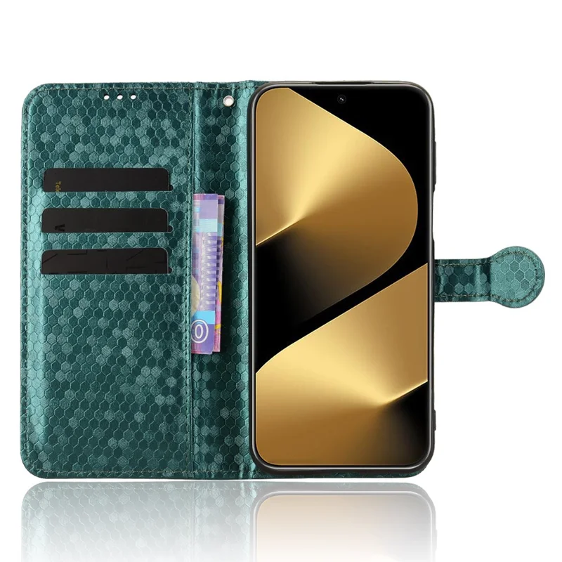 Cover a portafoglio per Huawei Pura 80 Pro con motivo a punti, in pelle PU, con cinturino da polso - Verde