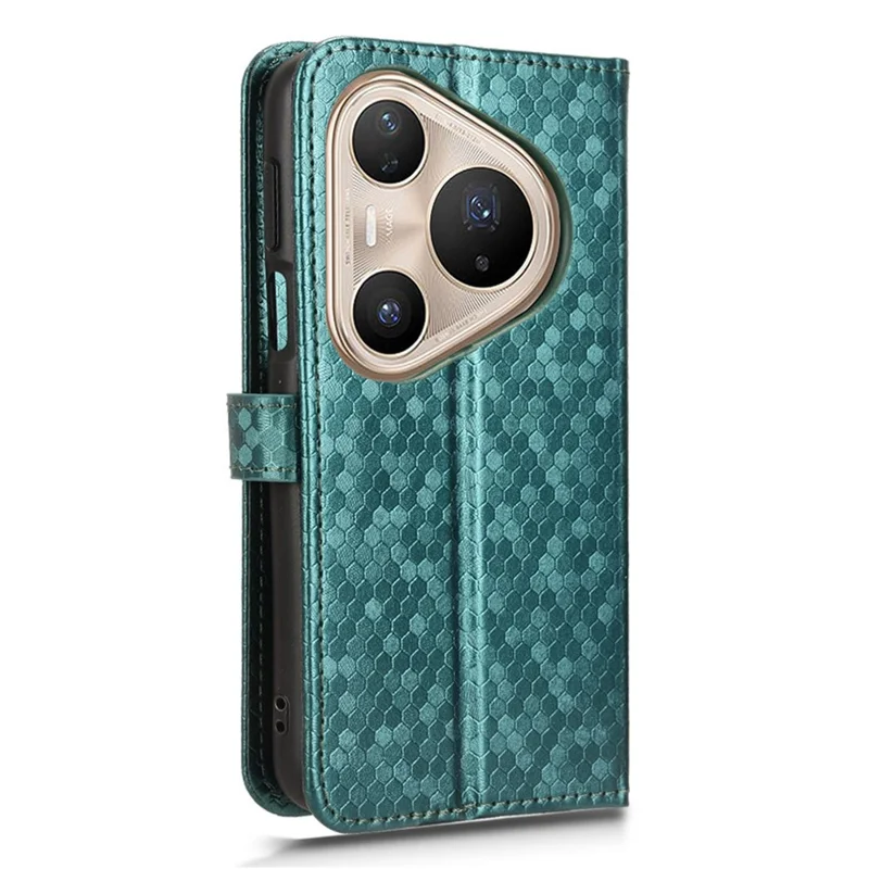 Cover a portafoglio per Huawei Pura 80 Pro con motivo a punti, in pelle PU, con cinturino da polso - Verde