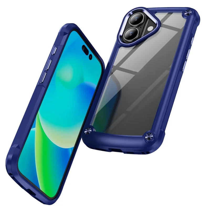 For iPhone 17 Case Anti-Drop Alloy Lens Frame PC + TPU Phone Cover - Blue