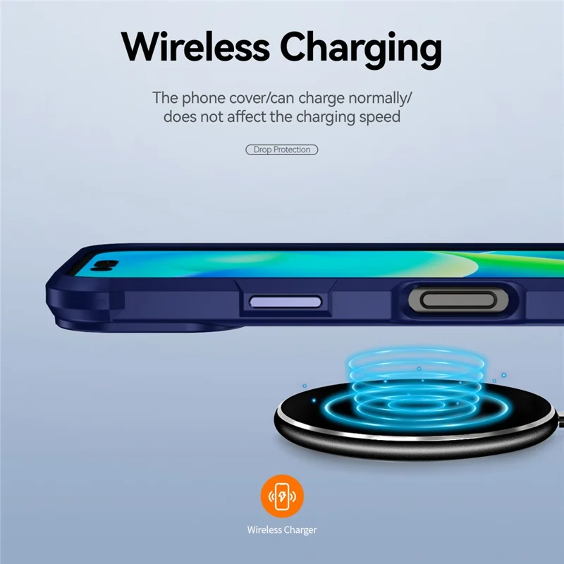 For iPhone 17 Case Anti-Drop Alloy Lens Frame PC + TPU Phone Cover - Blue