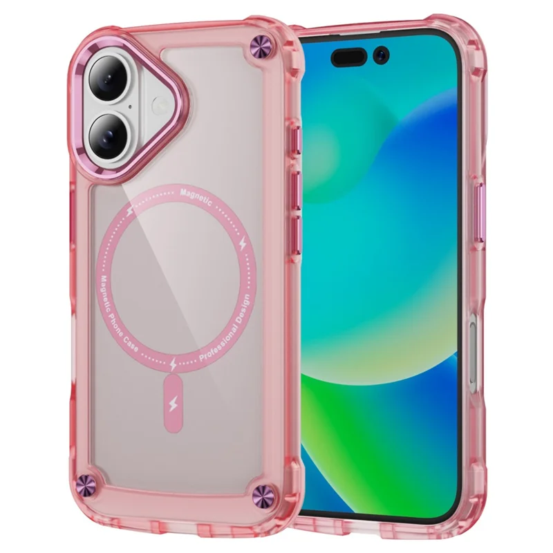 For iPhone 17 Case Skin Touch TPU + PC Phone Cover Compatible with MagSafe - Transparent Pink