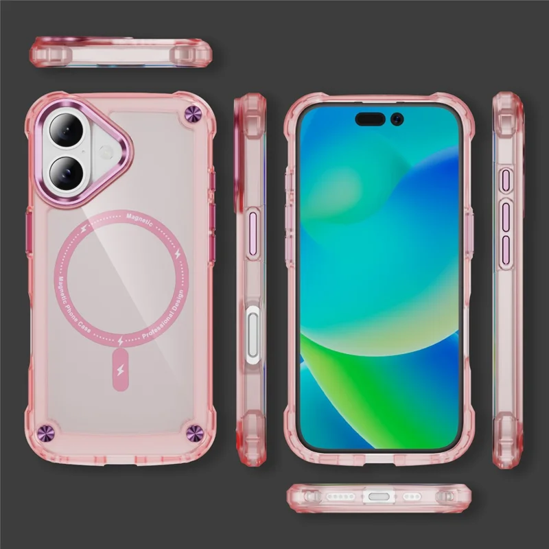 For iPhone 17 Case Skin Touch TPU + PC Phone Cover Compatible with MagSafe - Transparent Pink