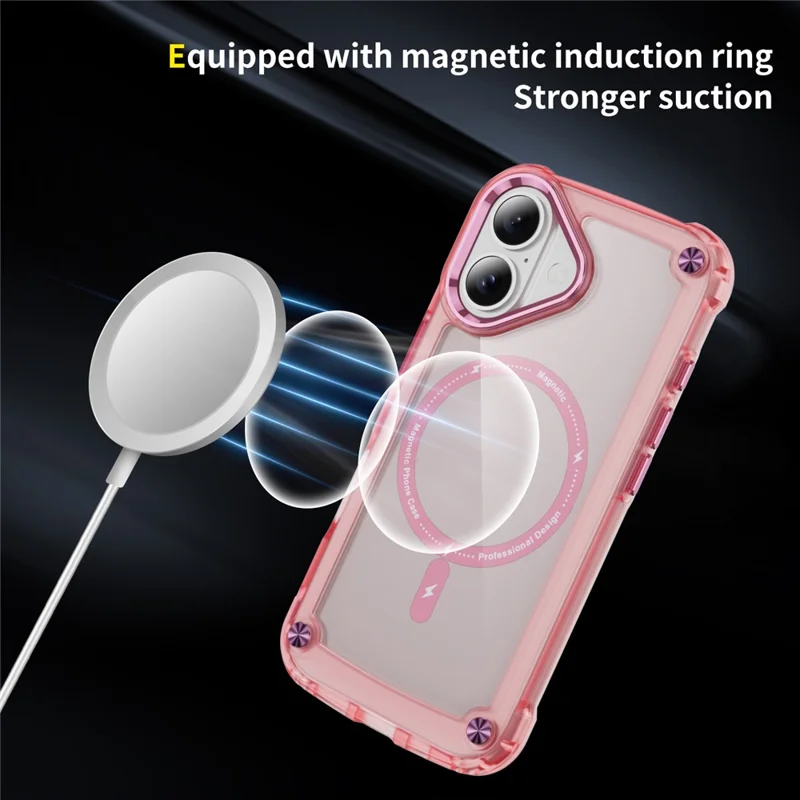 For iPhone 17 Case Skin Touch TPU + PC Phone Cover Compatible with MagSafe - Transparent Pink