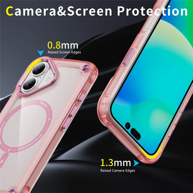 For iPhone 17 Case Skin Touch TPU + PC Phone Cover Compatible with MagSafe - Transparent Pink