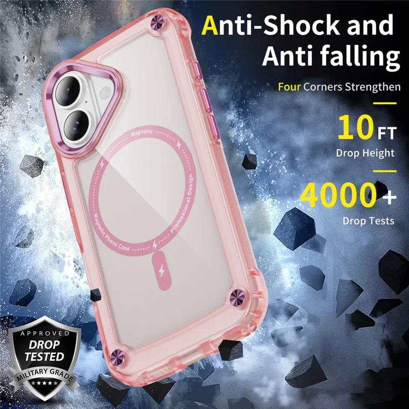 For iPhone 17 Case Skin Touch TPU + PC Phone Cover Compatible with MagSafe - Transparent Pink
