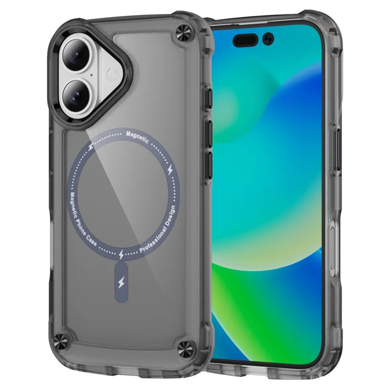 For iPhone 17 Case Skin Touch TPU + PC Phone Cover Compatible with MagSafe - Transparent Black
