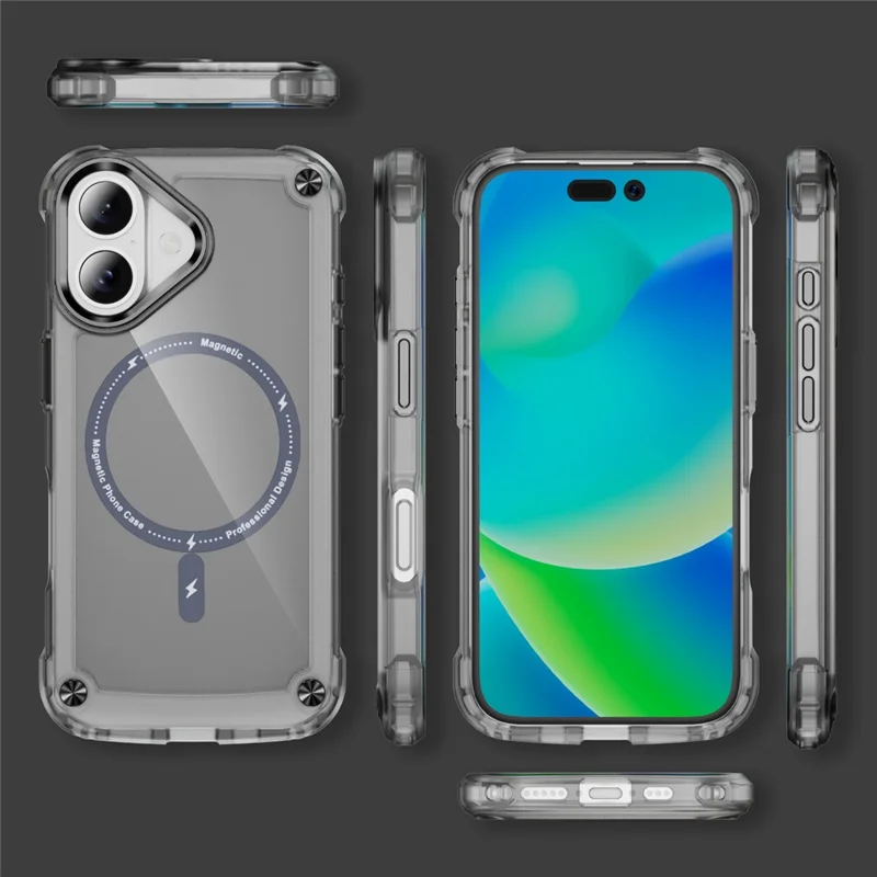 For iPhone 17 Case Skin Touch TPU + PC Phone Cover Compatible with MagSafe - Transparent Black