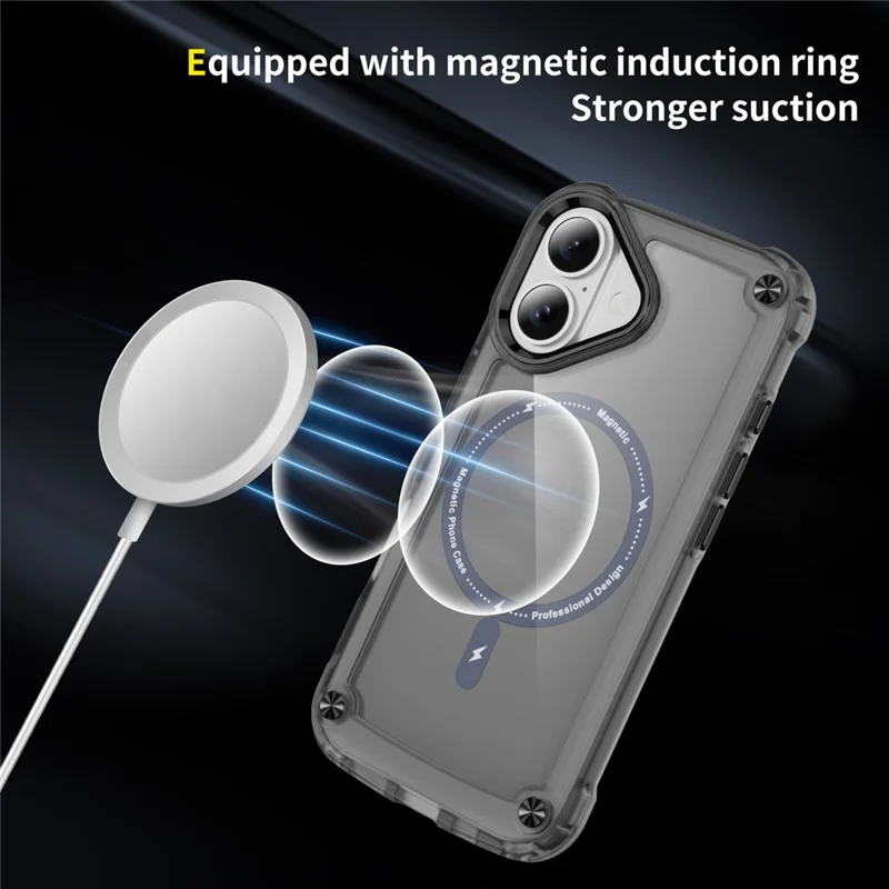 For iPhone 17 Case Skin Touch TPU + PC Phone Cover Compatible with MagSafe - Transparent Black