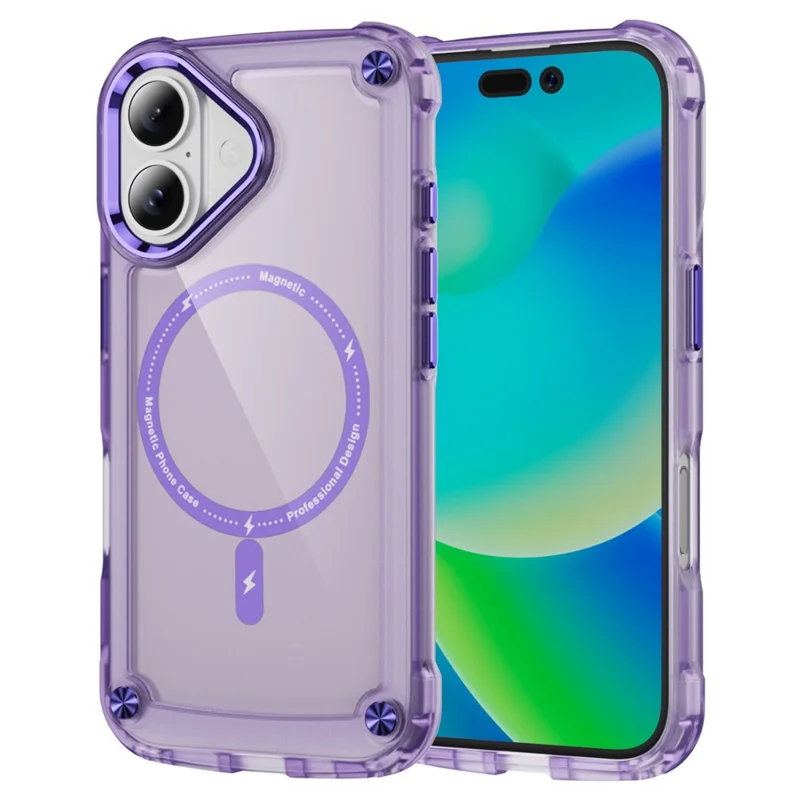 For iPhone 17 Case Skin Touch TPU + PC Phone Cover Compatible with MagSafe - Transparent Purple