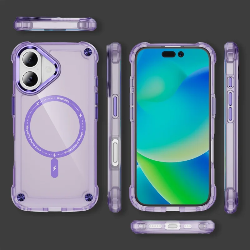 For iPhone 17 Case Skin Touch TPU + PC Phone Cover Compatible with MagSafe - Transparent Purple