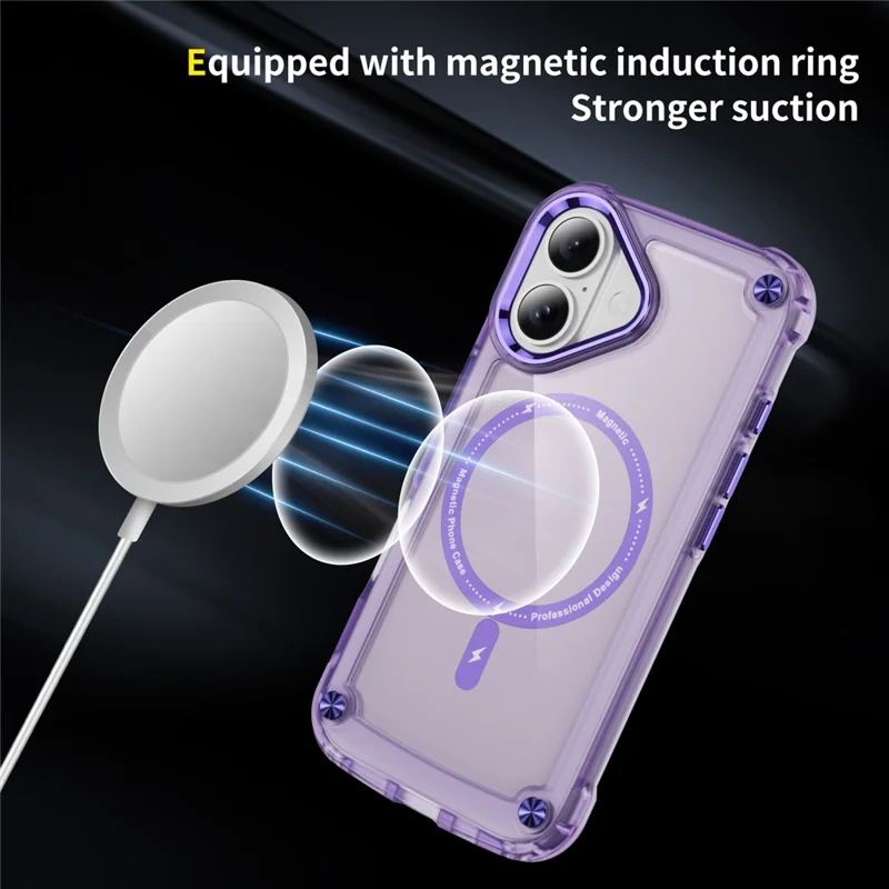 For iPhone 17 Case Skin Touch TPU + PC Phone Cover Compatible with MagSafe - Transparent Purple