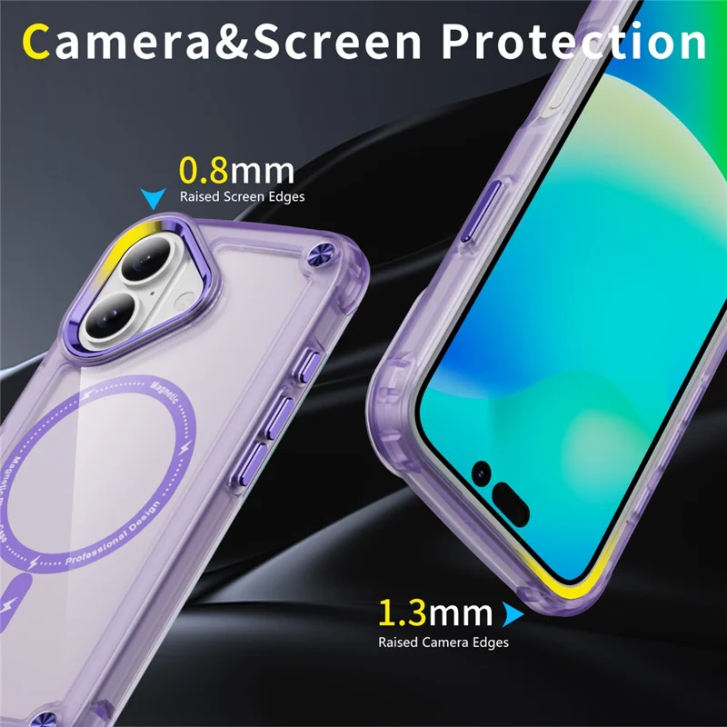 For iPhone 17 Case Skin Touch TPU + PC Phone Cover Compatible with MagSafe - Transparent Purple