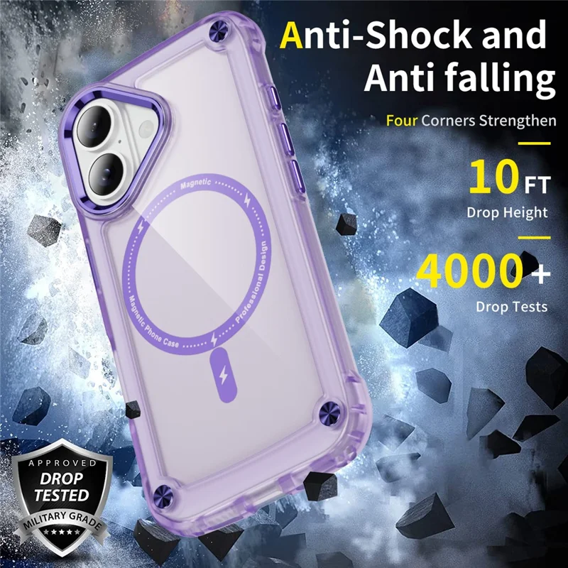 For iPhone 17 Case Skin Touch TPU + PC Phone Cover Compatible with MagSafe - Transparent Purple