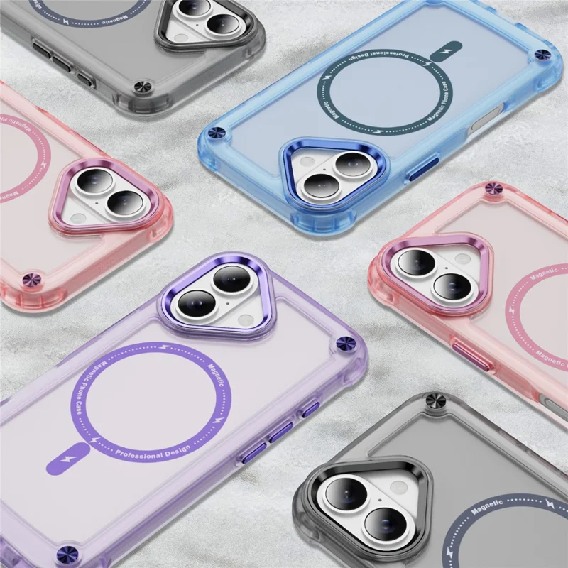For iPhone 17 Case Skin Touch TPU + PC Phone Cover Compatible with MagSafe - Transparent Purple