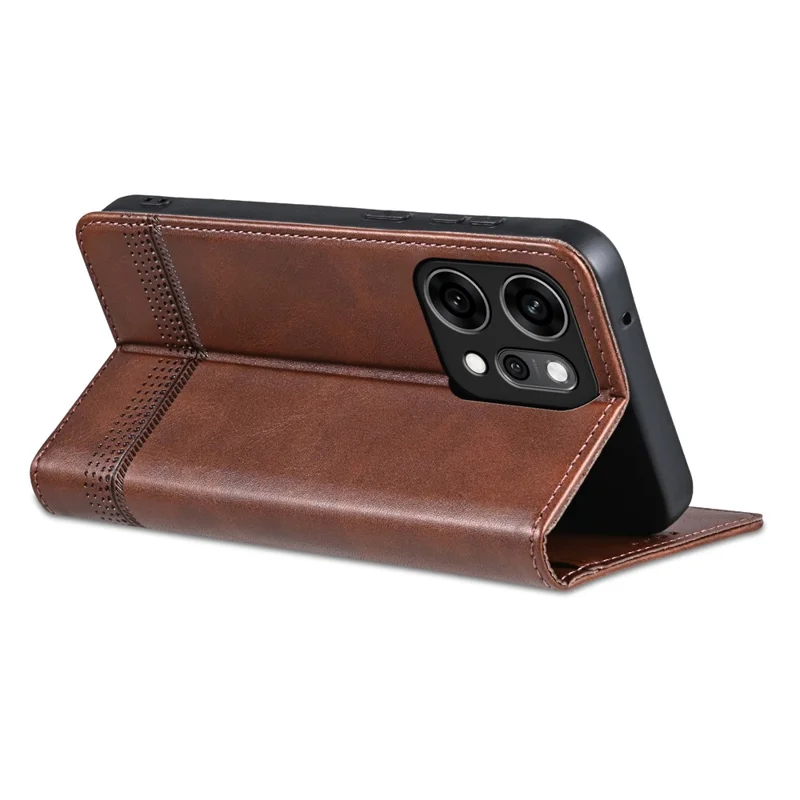 AZNS Pour Oppo Reno14 5G (Global) Étui en Cuir de Vachette avec Texture PU Portefeuille pour Téléphone - Café