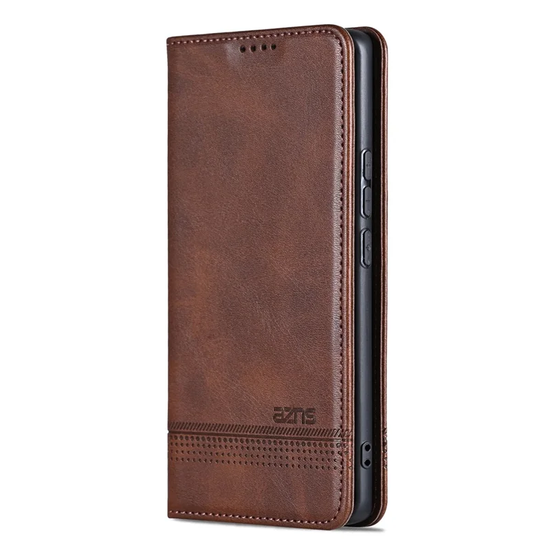 AZNS Pour Oppo Reno14 5G (Global) Étui en Cuir de Vachette avec Texture PU Portefeuille pour Téléphone - Café