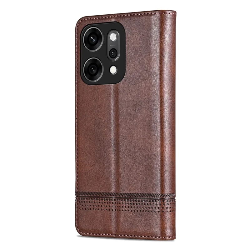 AZNS Pour Oppo Reno14 5G (Global) Étui en Cuir de Vachette avec Texture PU Portefeuille pour Téléphone - Café
