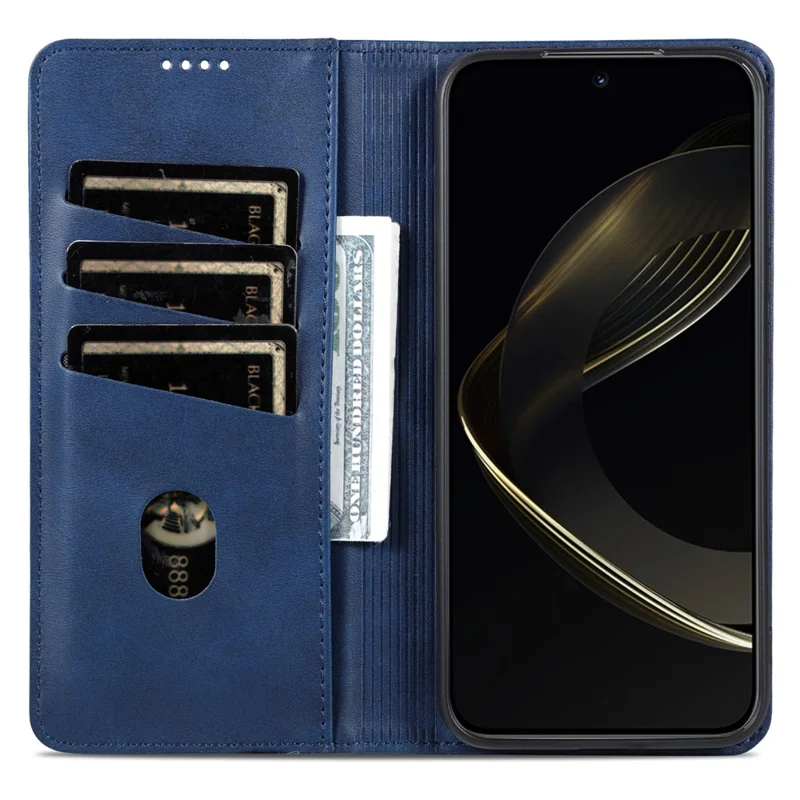AZNS For Oppo Reno14 5G (Global) Case Cowhide Texture PU Leather Wallet Phone Cover - Blue