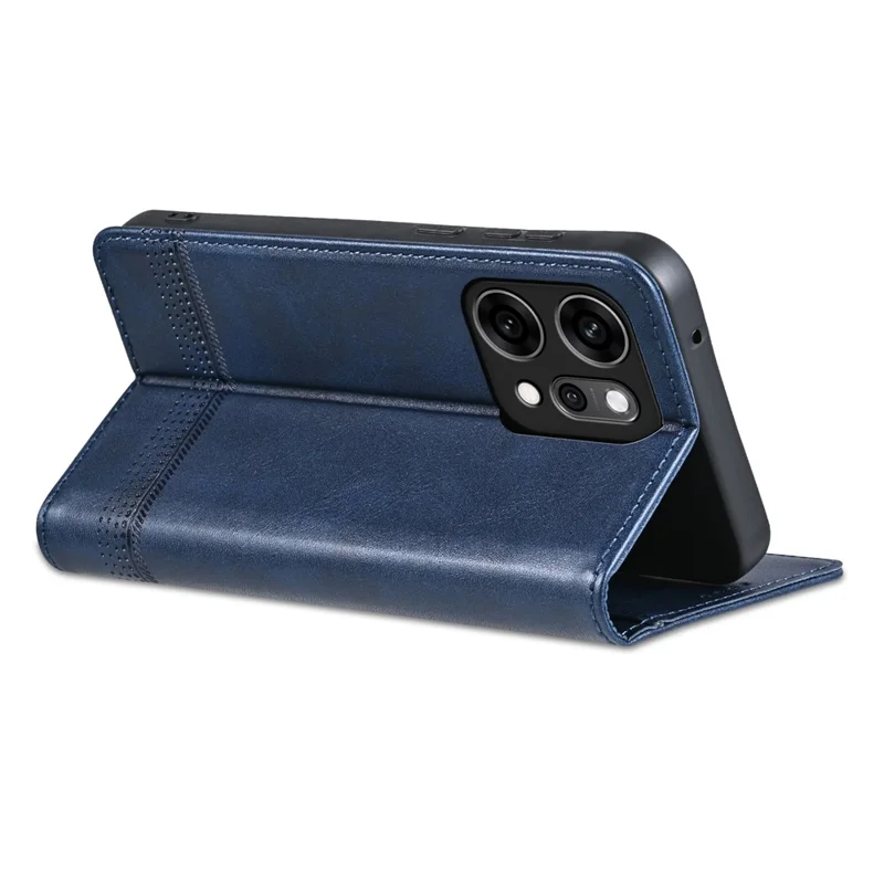 AZNS For Oppo Reno14 5G (Global) Case Cowhide Texture PU Leather Wallet Phone Cover - Blue