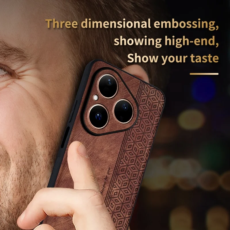 Étui AZNS pour Huawei Pura 80 - Coque de protection en cuir PU avec coque TPU - Marron
