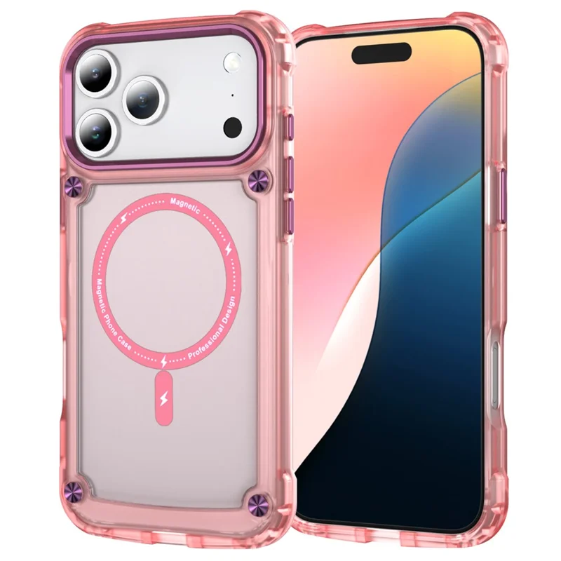 Für iPhone 17 Pro Max Hülle Skin Touch TPU + PC Handyhülle kompatibel mit MagSafe - Transparentes Pink
