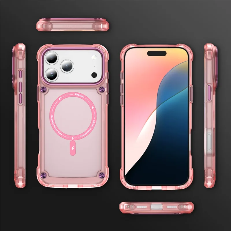 Für iPhone 17 Pro Max Hülle Skin Touch TPU + PC Handyhülle kompatibel mit MagSafe - Transparentes Pink