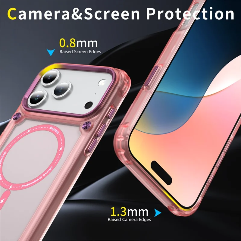 Für iPhone 17 Pro Max Hülle Skin Touch TPU + PC Handyhülle kompatibel mit MagSafe - Transparentes Pink