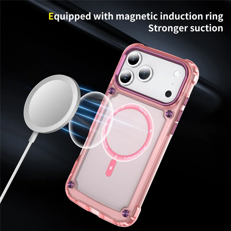 Für iPhone 17 Pro Max Hülle Skin Touch TPU + PC Handyhülle kompatibel mit MagSafe - Transparentes Pink