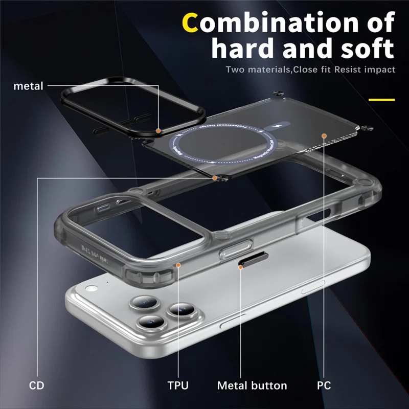 For iPhone 17 Pro Max Case Skin Touch TPU + PC Phone Cover Compatible with MagSafe - Transparent Black