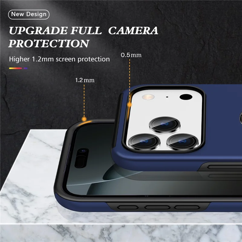 Für iPhone 17 Pro Hülle PC + TPU Handyhülle mit drehbarem Ringhalter - Blau