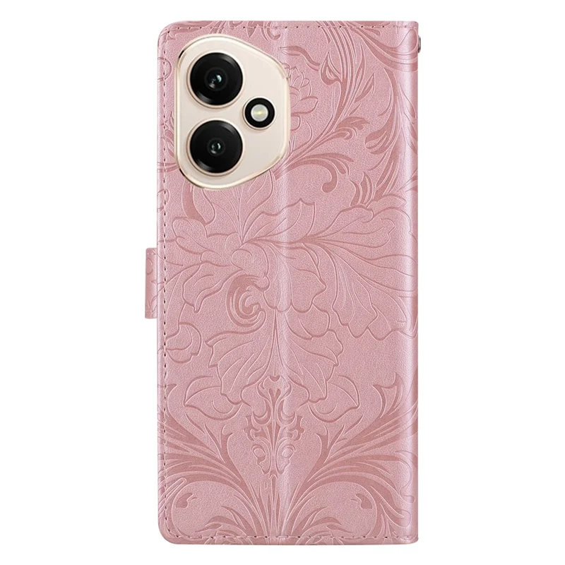 For Honor 400 5G (Global) Leather Case Imprinted Floral Pattern Wallet Stand Flip Phone Cover - Pink