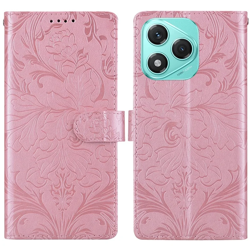 For Honor 400 Lite 5G Leather Case Imprinted Floral Pattern Wallet Stand Flip Phone Cover - Pink