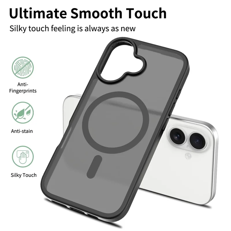 Bulk Purchasing For iPhone 17 Case Compatible with MagSafe Skin Touch TPU Acrylic Phone Back Cover - Black