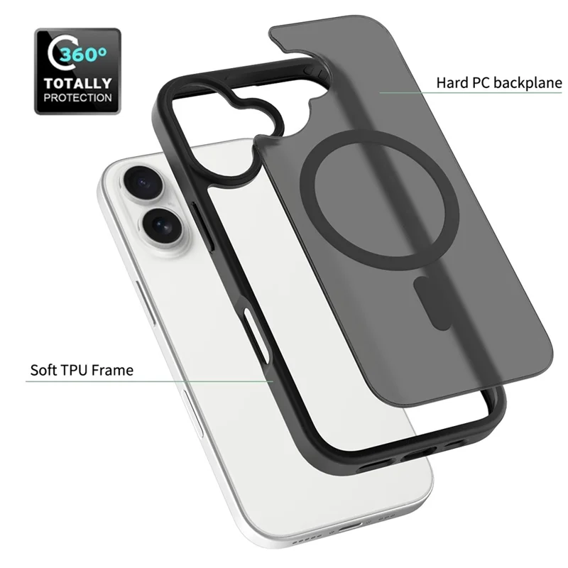 Bulk Purchasing For iPhone 17 Case Compatible with MagSafe Skin Touch TPU Acrylic Phone Back Cover - Black