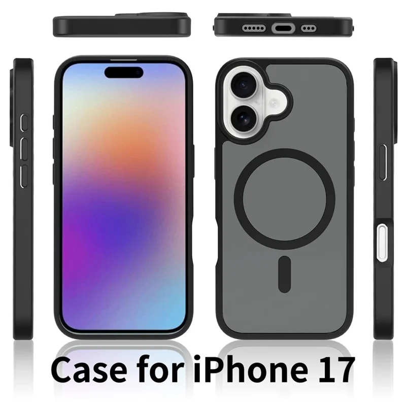 Bulk Purchasing For iPhone 17 Case Compatible with MagSafe Skin Touch TPU Acrylic Phone Back Cover - Black