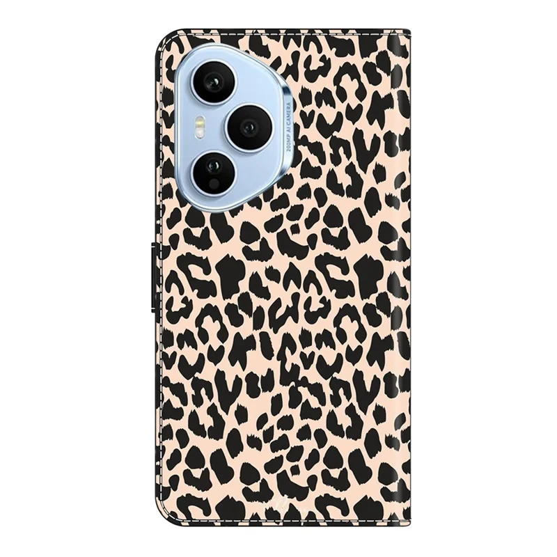 Étui For Honor 400 Pro 5G (Global) avec Emplacement pour Carte et Motif Imprimé - Housse de Téléphone en TPU + Cuir PU avec Rabat - Imprimé Léopard